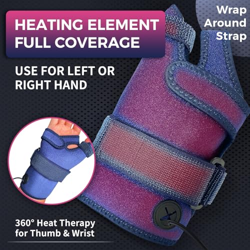 CREATRILL Thumb & Wrist Brace for Carpal Tunnel Relief, Electric Hand Heating Pad for CMC Joint Thumb Arthritis, Tendonitis, Wrist Support