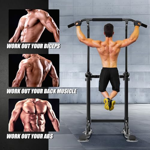 Power Tower Pull Up Bar Station - Height Adjustable, Black