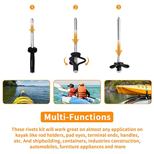 Tri-Grip Kayak Rivets with Waterproof O-Rings - 20 Pcs