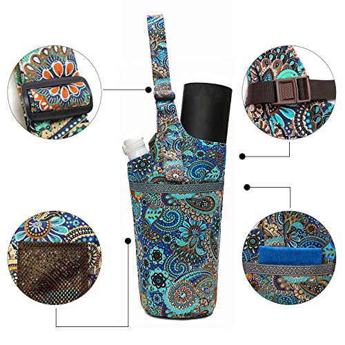 Yoga Mat Bag Cylinder for Women - Blue with Large Pocket