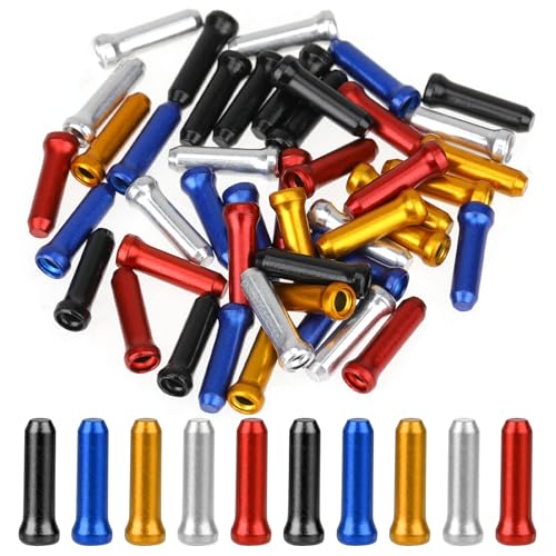 50pcs Colorful Bike Cable End Caps - Durable Aluminum Tips
