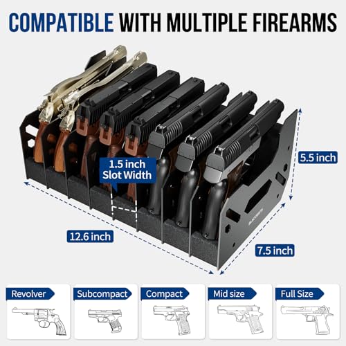 BlackSmith 8-Slot Foam Gun Rack for Safe, Pistol & Revolver Storage, Impact-Resistant