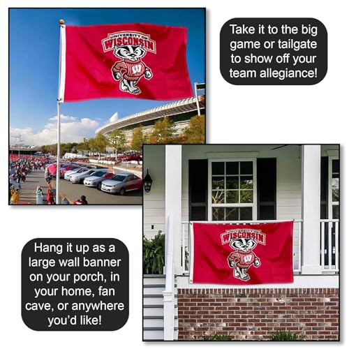 Wisconsin Badgers College Flag 3x5 Banner with Grommets - UW Bucky University