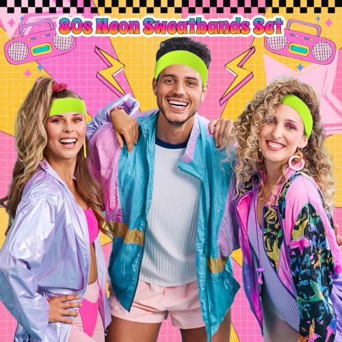 Knitgrip 3 Pack Neon Sweatbands Set Headband Wristband