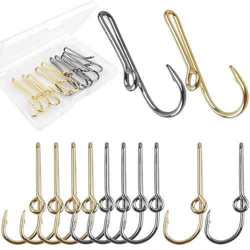 VATEICO Mix Color 10pcs Fishing Hook Hat Pins - Gold & Black Hat Decoration Clips