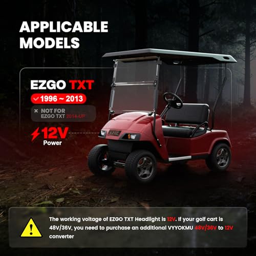 VYYOKMU 12V LED Headlights for EZGO TXT Golf Cart 1996-2013, DOT Street Legal Kit