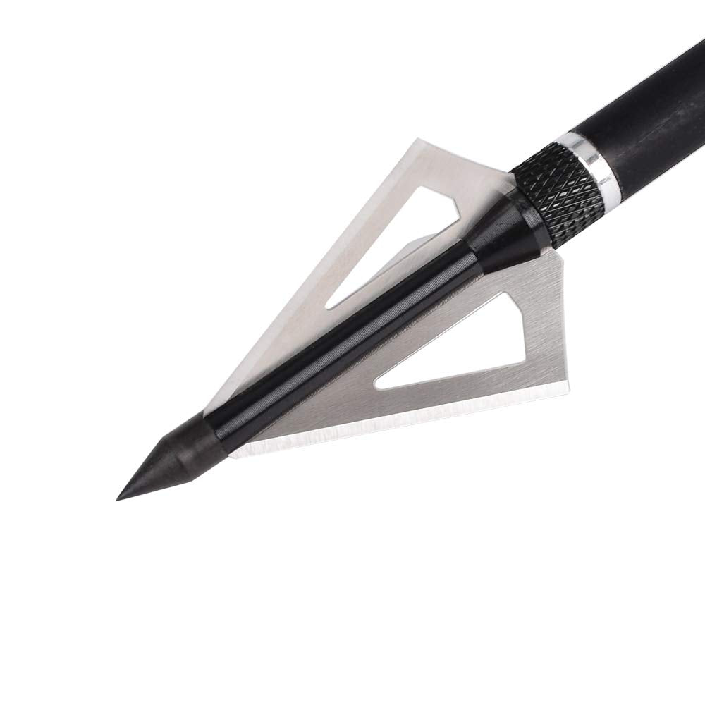 Broadheads 12PK 100 Grains Screw-in Arrow Archery 3 Blades Hunting Heads Arrow Tips Compatible with Crossbow and Compound Bow