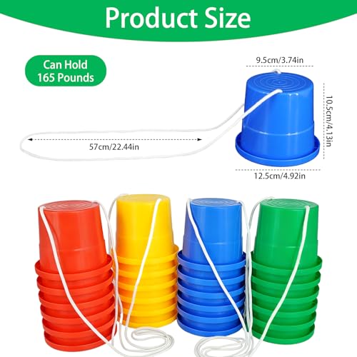 12-Pack Kids Balancing Stilts with Adjustable Rope • 4-Color Bucket Stilts Toys