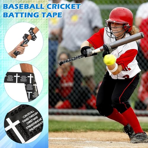 Baseball Bat Grip Tape - Faith-Inspired Cross Design - Black