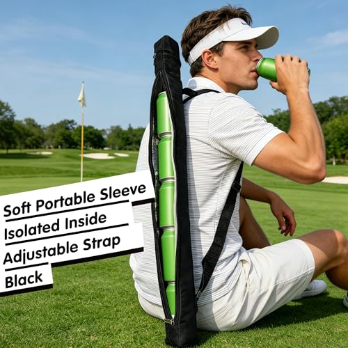 XLFFC 6-Pack Can Cooler Sleeve with Adjustable Shoulder Strap - Keeps Drinks Cold for Golf, Beach, Picnic, Outdoor