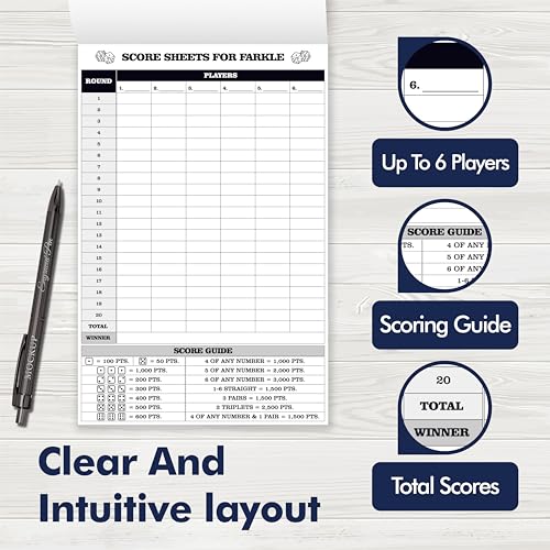 Farkle Score Pad - 90 Sheets for Easy Score Tracking