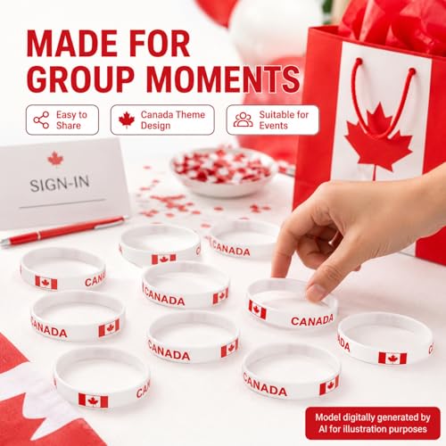 Canada Flag Silicone Bracelet - Patriotic Rubber Wristband for Sports