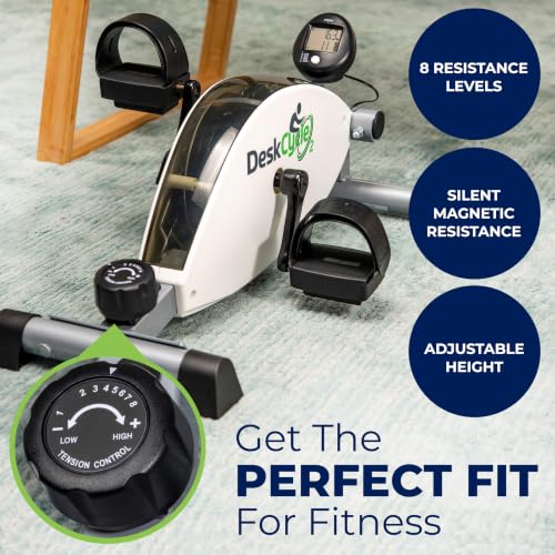 Under Desk Bike Pedal Exerciser - Adjustable Height - White