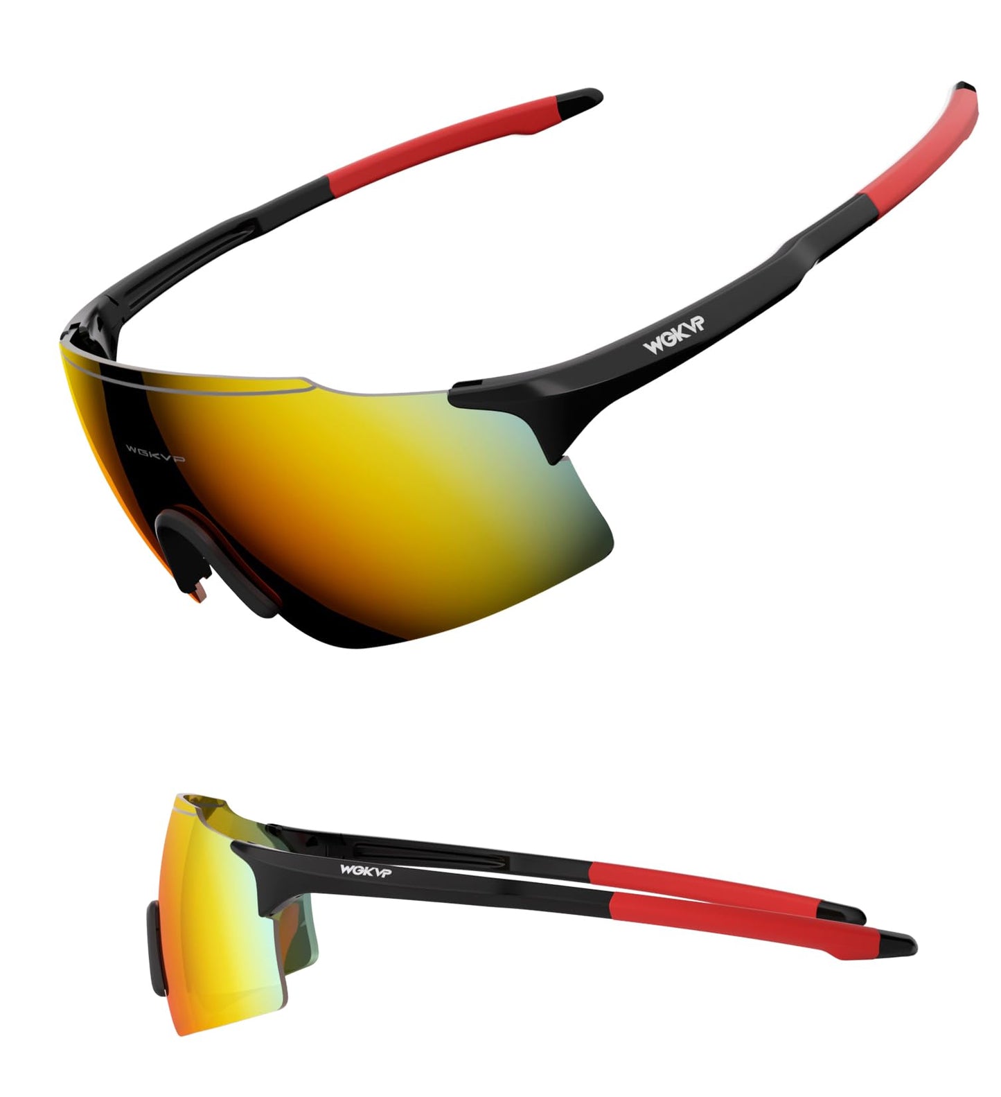 WGKVP Sports Sunglasses,UV400 Protection Cycling Glasses,Outdoor Sports Glasses For Men and Women(Orange red)