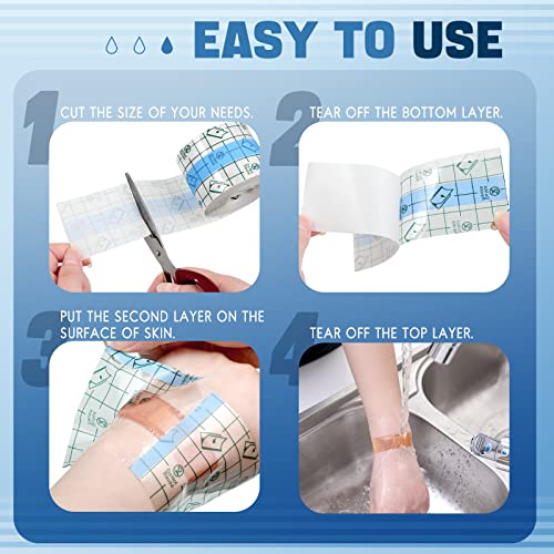 BBTO Transparent Waterproof Adhesive Dressing Bandage Tape, 2 x 394