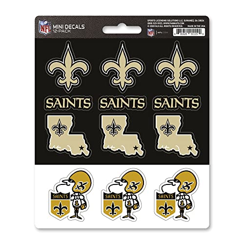 New Orleans Saints Mini Decal Set - 12 Vinyl Stickers, 5" x 6.25"