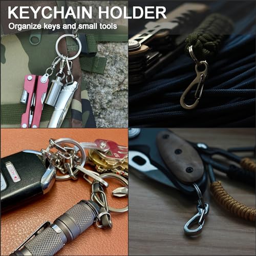 Mini Carabiner Clip Set - 12 Small Metal Spring Hooks + Rings