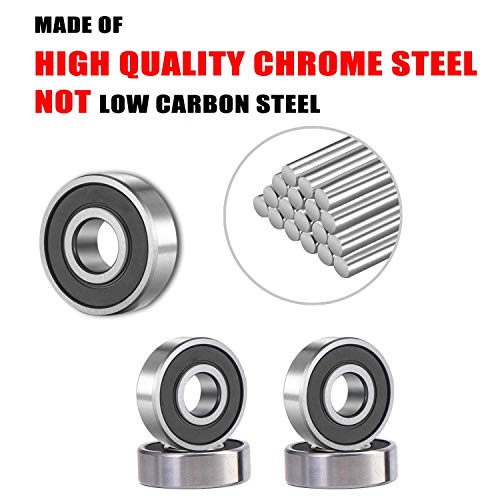 608-2RS Bearing 10-Pack - Rubber Sealed Steel 8x22x7mm
