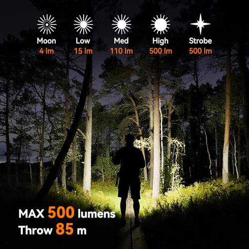 Grey TUNENGE S11-T Rechargeable Keychain Flashlight 500Lm, 4 Pack