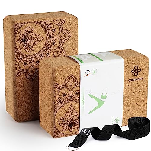 Cork Yoga Blocks Set with 8ft Strap - Eco-Friendly Support
