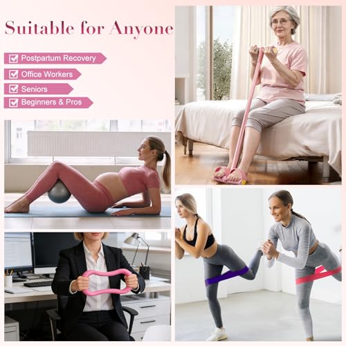 15-Piece Pilates Kit with Resistance Bands, Ring & Ball - Home Workout Equipment for Full Body Toning