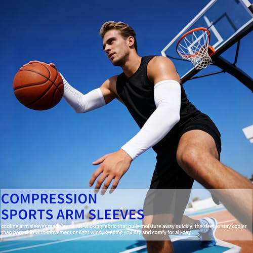 Cooling Arm Sleeves - UV Protection Compression 2-Pack, Black
