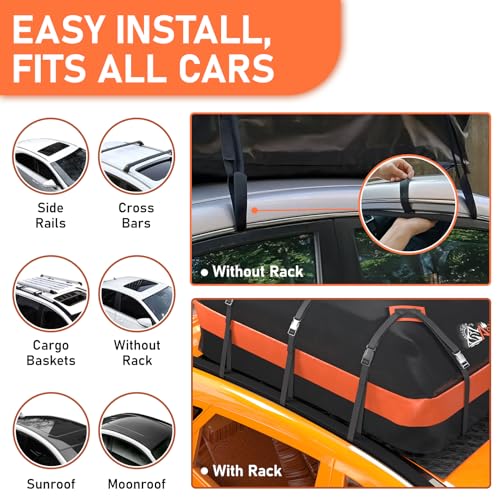 Waterproof Car Rooftop Cargo Carrier Bag - 21 Cubic Feet