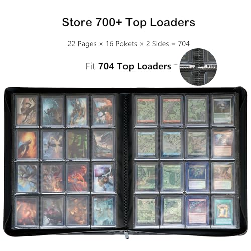 Rayvol 16-Pocket Top Loader Binder Black for 704 Cards - Side Loading Album