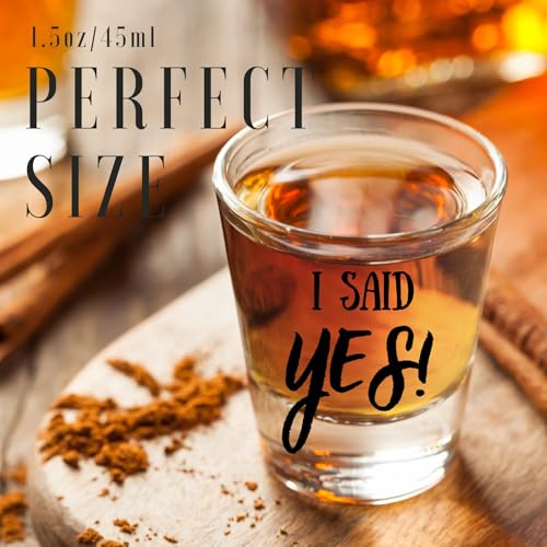Personalized Engagement Shot Glass Set for Couples I Took a Shot I Said Yes - 1.5 oz