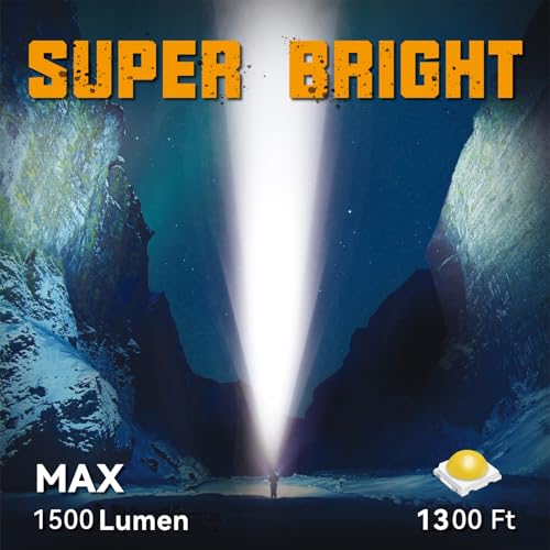 Durapower Rechargeable Spotlight, 1500 Lumens LED Spotlight Flashlight, Waterproof Handheld Spot Light for Indoor Outdoor Farm Camping Emergency