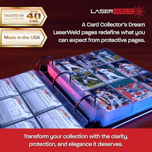 BCW LaserWeld 9-Pocket Trading Card Binder Pages - 100 Pack, Ultra Flat