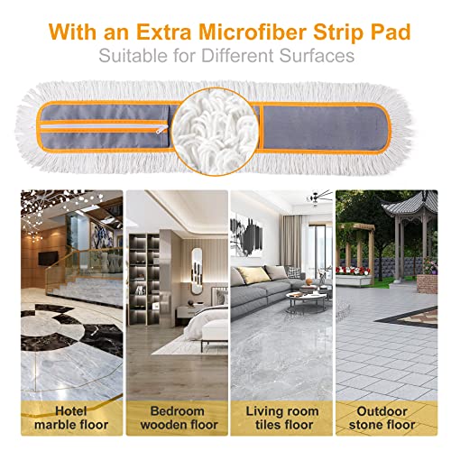 CLEANHOME 36-Inch Commercial Dust Mop with 59-Inch Gray Handle for Floor Cleaning