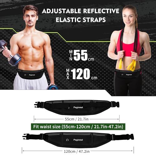 Slim Running Belt Fanny Pack - Waterproof & Reflective - Black