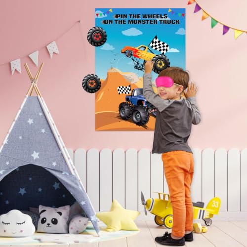 Truck Pin The Tail Game with 30 Tyres - Party Supplies