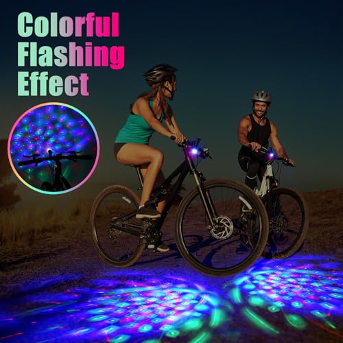 Kittmip Disco Party LED Bike Light (2 Pack, Black) – 360° Colorful Bicycle Light