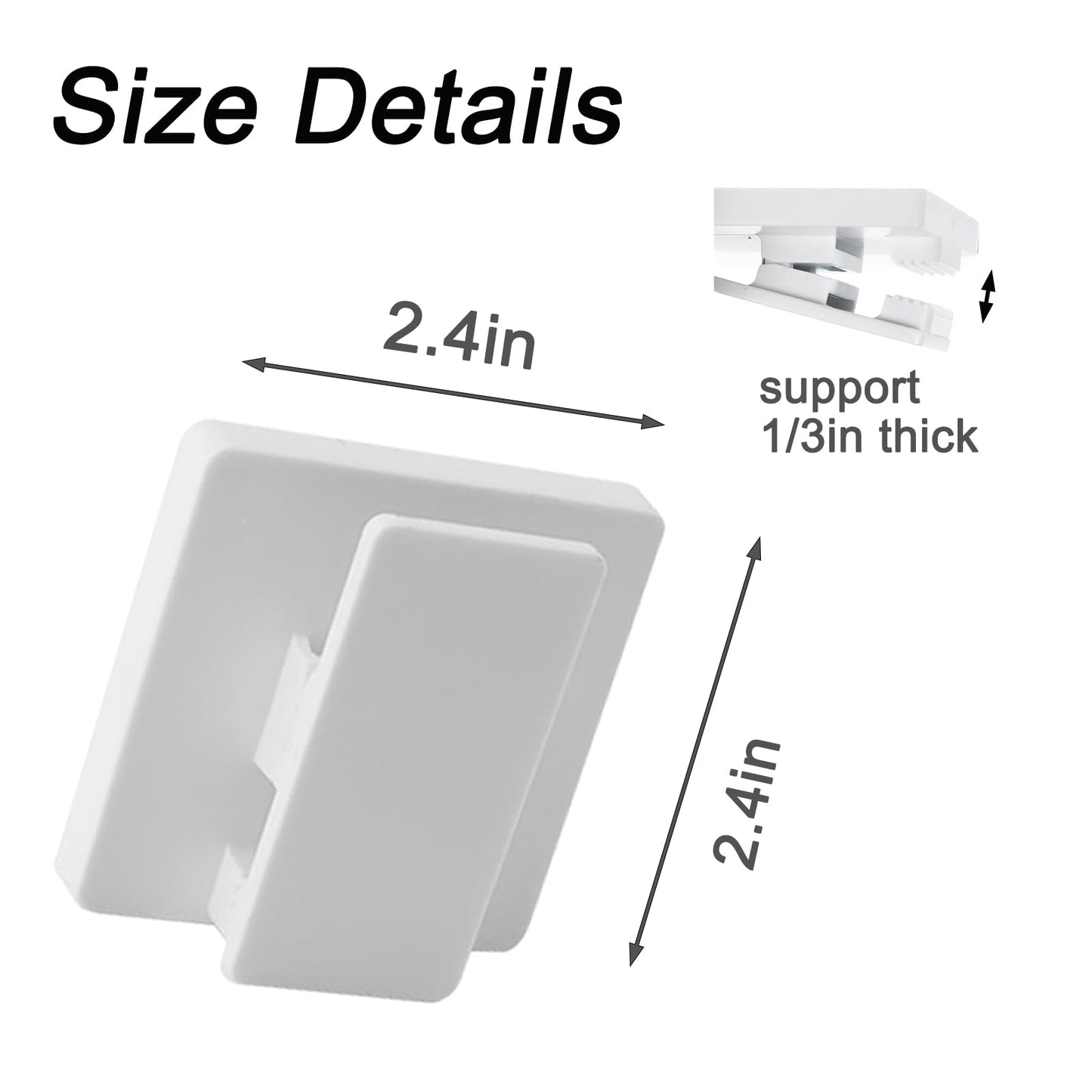 Klizdum Quilt Hangers for Wall Display, Tapestry Hangers, No Damage Adhesive Quilt Clips, Hooks for Hangings, Duty Plastic Wall Clips for Blankets, Rugs, and Tapestries (4 Pack, White)