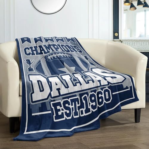 Football Blanket for Dallas Fans - Soft Flannel Throw 60x50 Blue