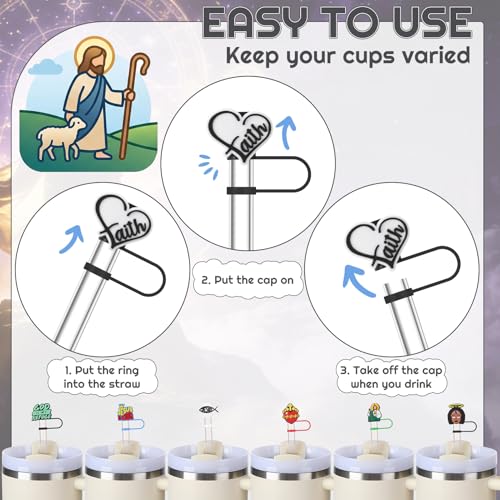 20 Pcs Silicone Cross Straw Cover Caps - 10mm Multicolored Cross Set