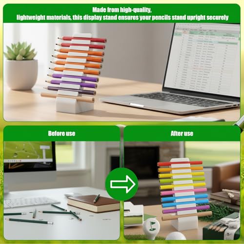 Golf Pencil Display Stand for 10 Pencils - Stylish Desk Organizer