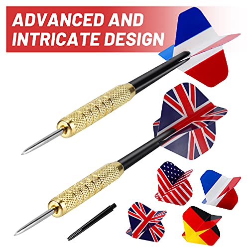 12-Piece Professional Steel Tip Darts Set - 18g Metal Darts with Extra Shafts & Flights