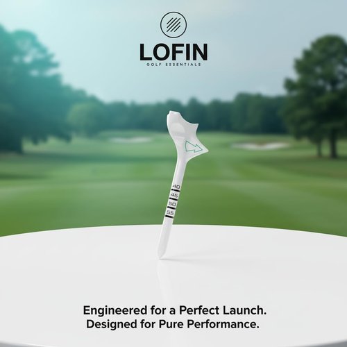 LOFIN Adjustable Height 10° Golf Tees – 3.15" Eco-Plastic Low-Friction Tees for Precision Launch Angle, Longer Straighter Drives – Performance Training Tee for Driving Range, White (10-Pack)
