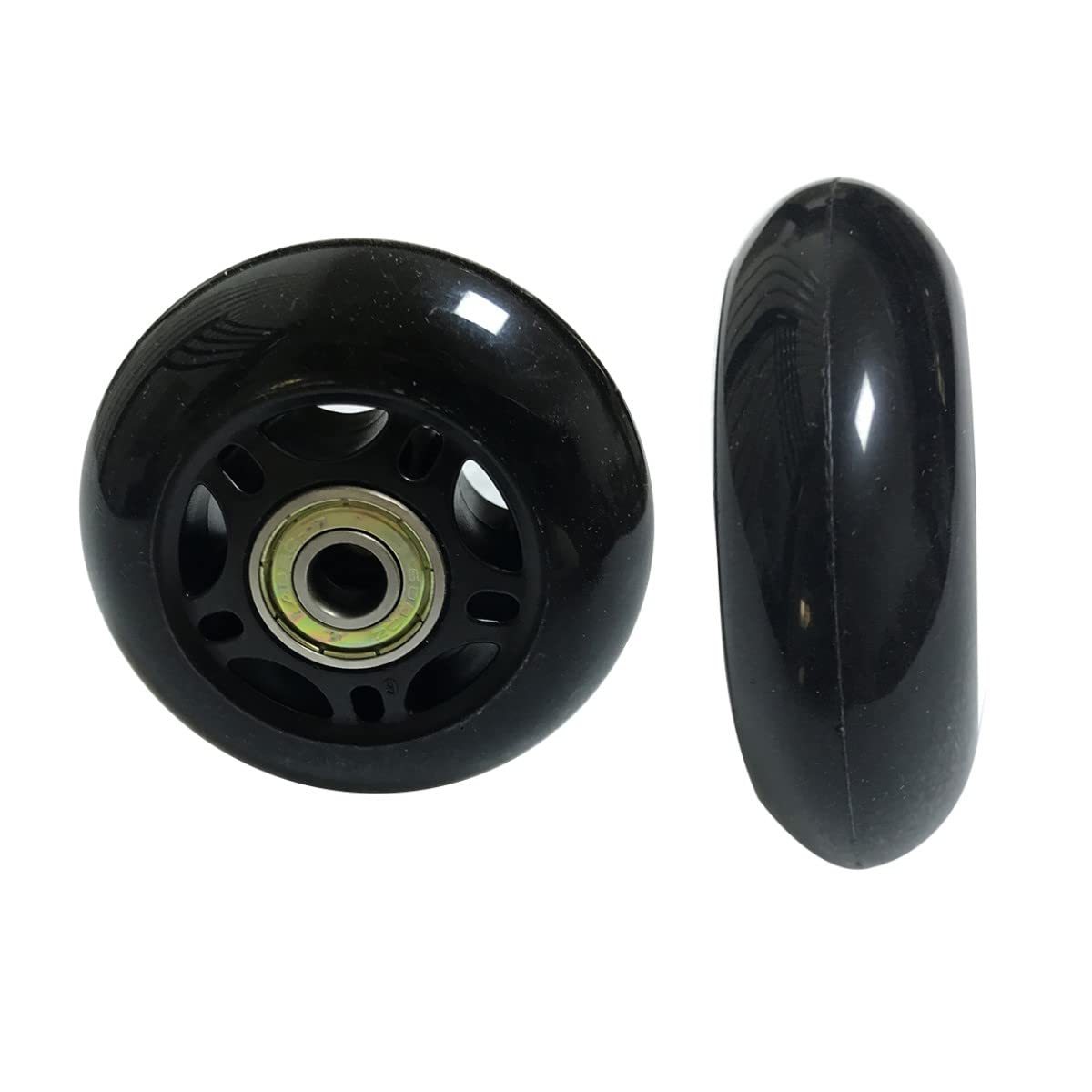 GSHFIGHTING Black Rubber 2 Wheels Sets Luggage Suitcase Replacement Wheels 75mm x 24mm/2.95" x 0.94" Axles 45mm Inline Skate Wheels with 8mm Bearings ABEC 608zz