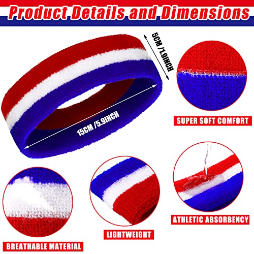 Kids Sports Headbands - 8 Bright Elastic Sweatbands for Youth & Teens