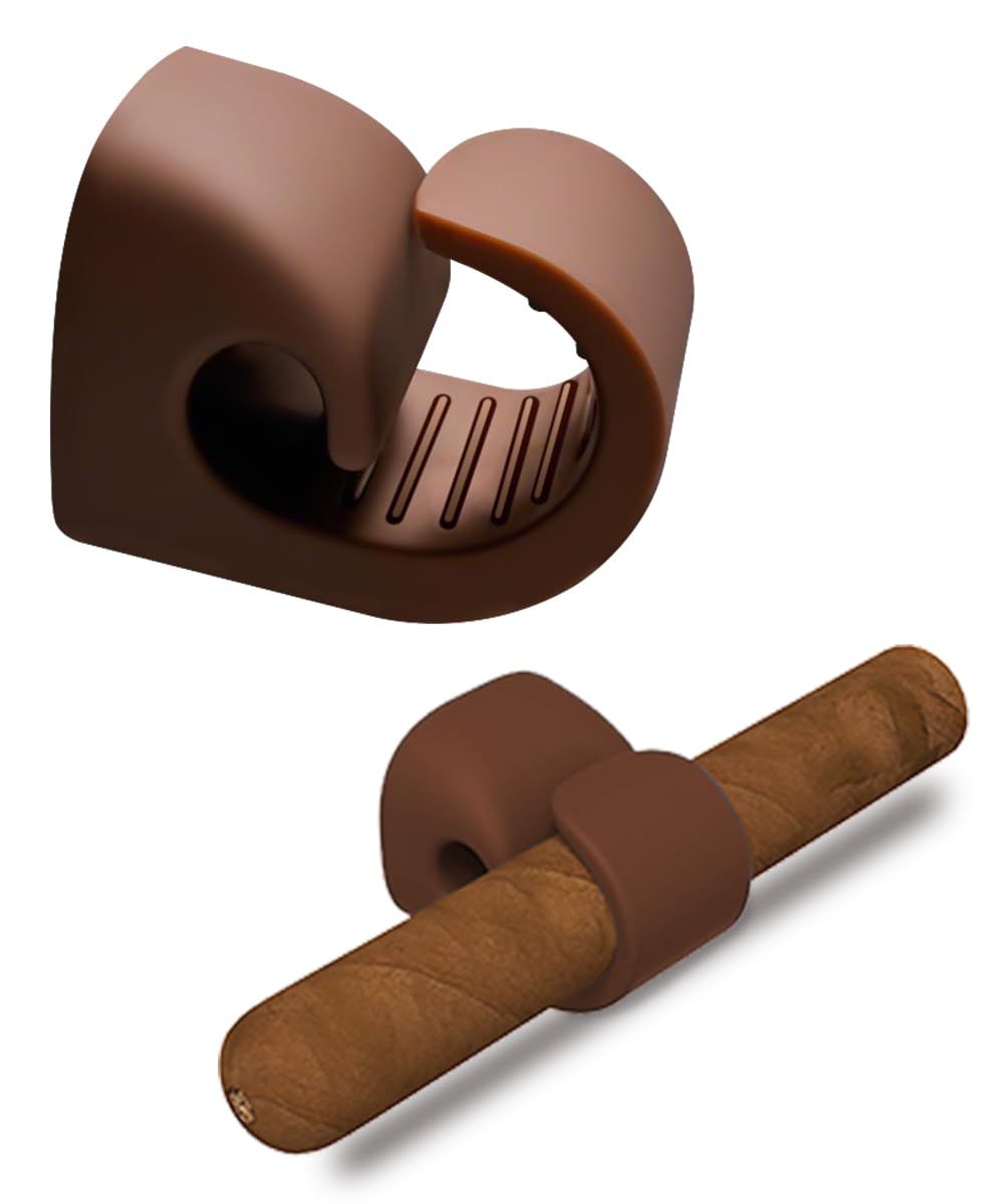 Magnetic Stogie Holder for Golf Cart,Universal Golf Cart Silicone Magnetic Holder Clip Mount Adjustable Fits 20 to 70 Ring Gauge Design, Attach to Metal & Stainless Steel Fits Golfing (Brown)