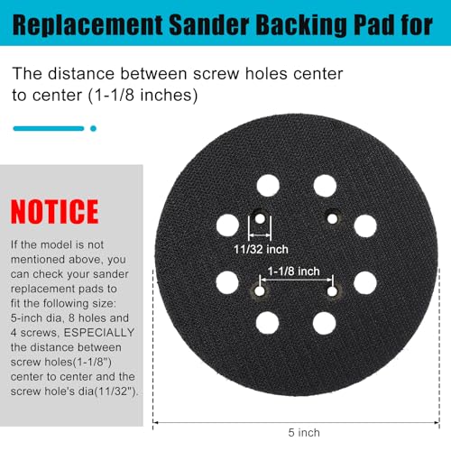 Mudder 2 Pieces 5 Inch 8 Hole Hook and Loop Orbital Sander Replacement Pad Backing Pad (Black)