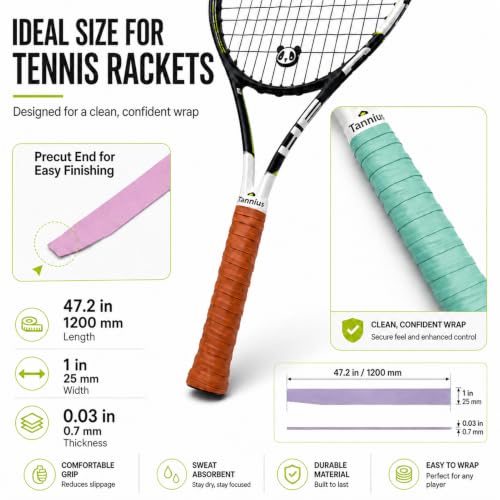 Tannius Tennis Overgrip Tape 6-Pack Brown — Sweat-Absorbing, Non-Slip Tacky Grip