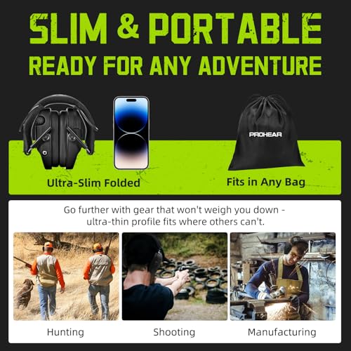 Electronic Ear Protection for Shooting & Hunting - 29dB Noise Reduction, 4 Microphones - Black