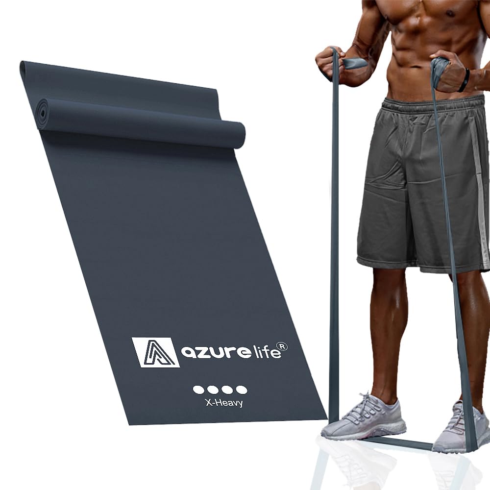 A AZURELIFE Professional Individual Exercise Resistance Bands, Single 5, 6,7 Ft or 8 Yards Elastic Bands, Non-Latex Stretch Bands for PT, Yoga, Pilates, Rehab, at-Home or The Gym Workouts