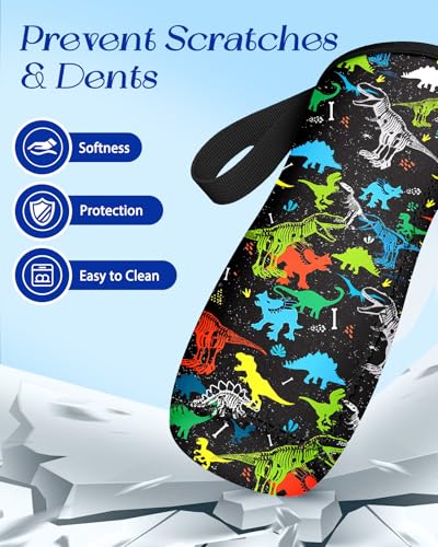 Water Bottle Sleeve for Cirkul 22 oz - Black Dinosaur Design