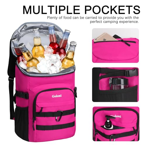 Pink Insulated Cooler Backpack Leak-Proof Portable Food & Drink Bag for Camping & Travel